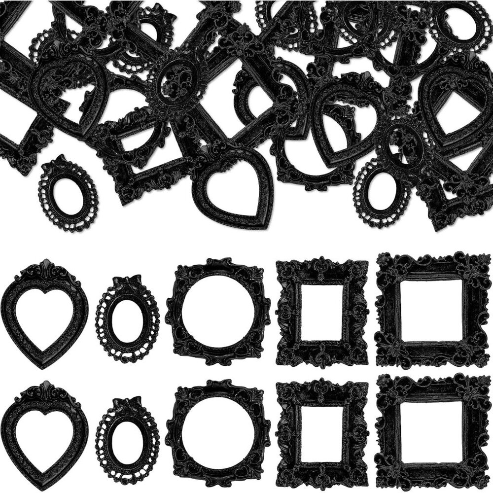 40 Pcs Vintage Mini Picture Frames Baroque Antique Small Resin Jewelry Display T